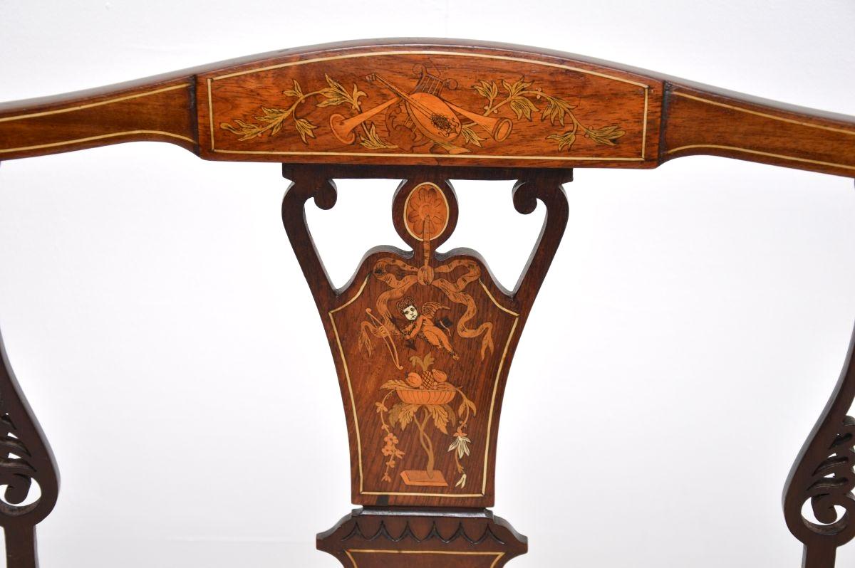 Antique Edwardian Inlaid Settee For Sale 2