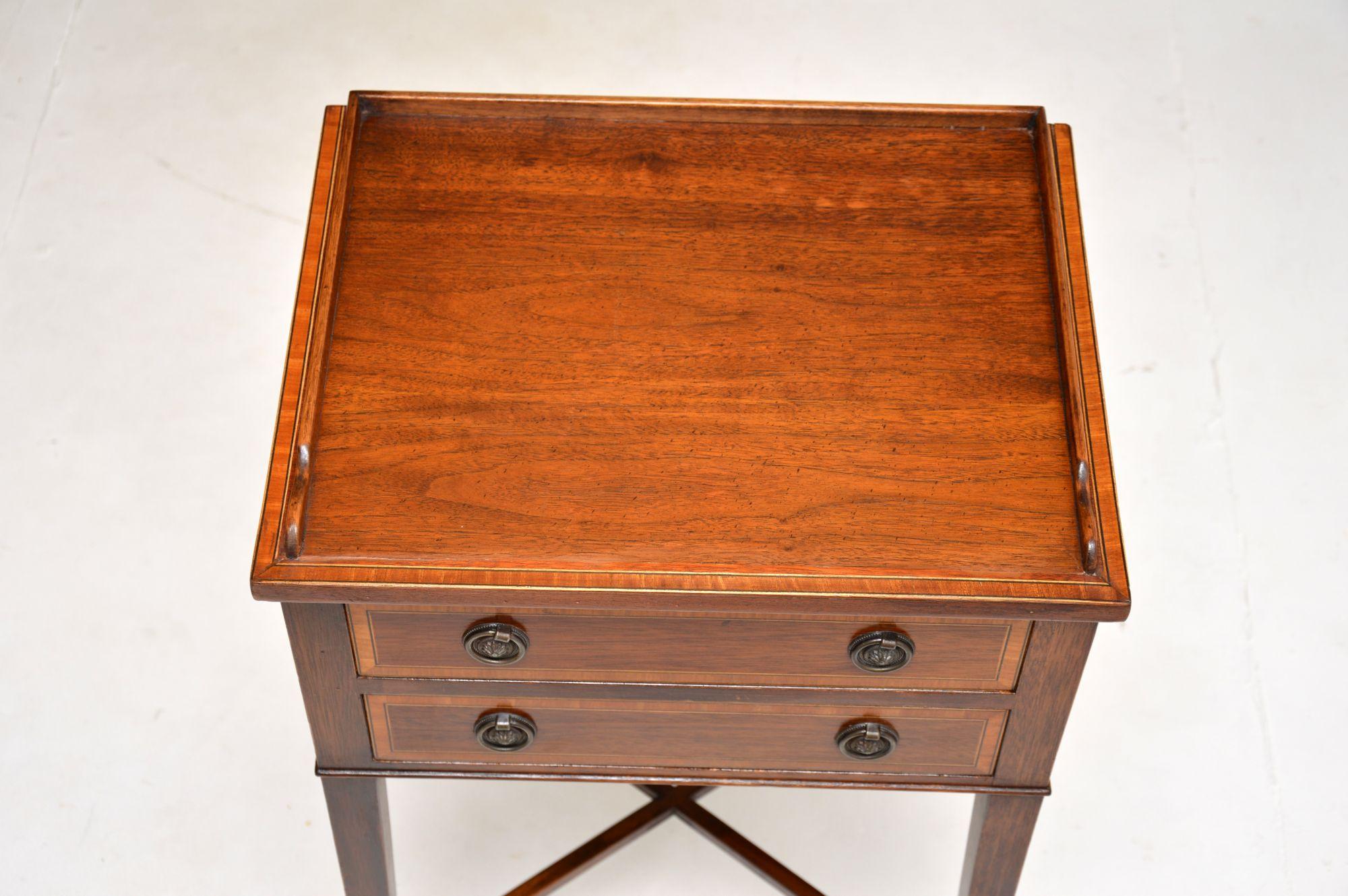 Wood Antique Edwardian Inlaid Side Table For Sale