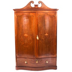 Antique Edwardian Inlaid Wardrobe Attributed to Edwards & Roberts, 19th Century