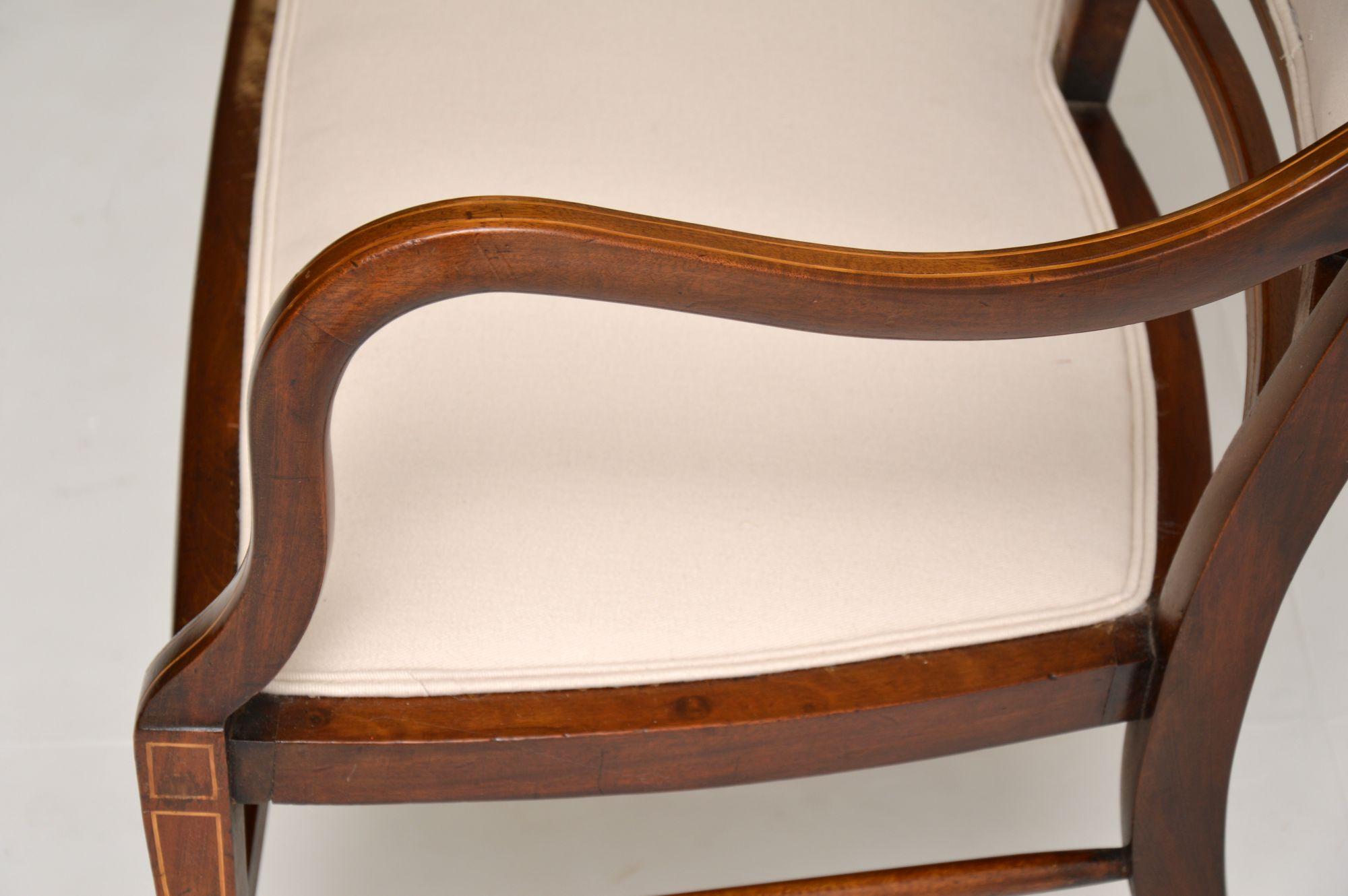 Antique Edwardian Inlaid Wood Settee 1