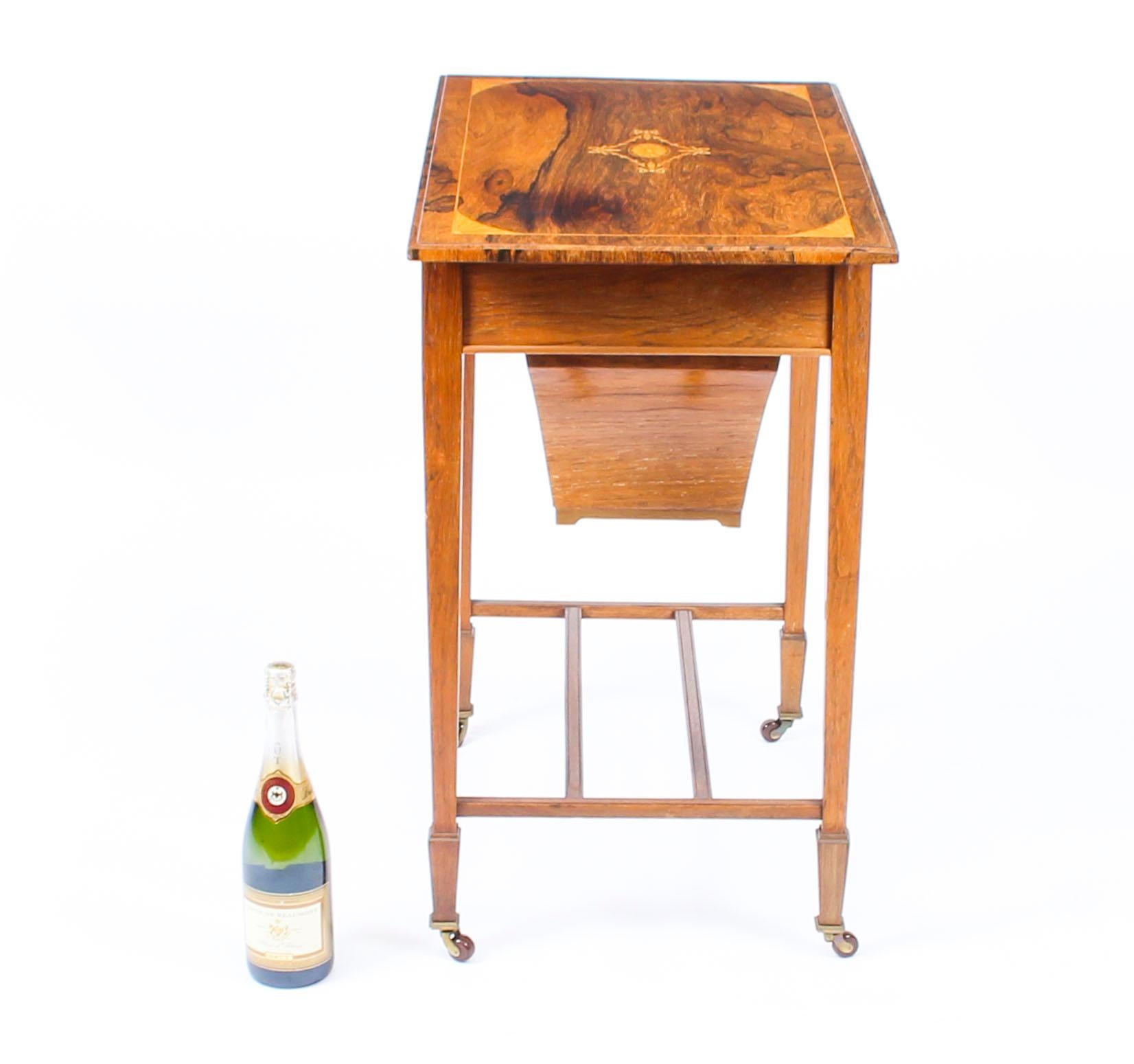 Ancienne table d'appoint édouardienne incrustée de boîtes de travail, 19ème siècle en vente 8