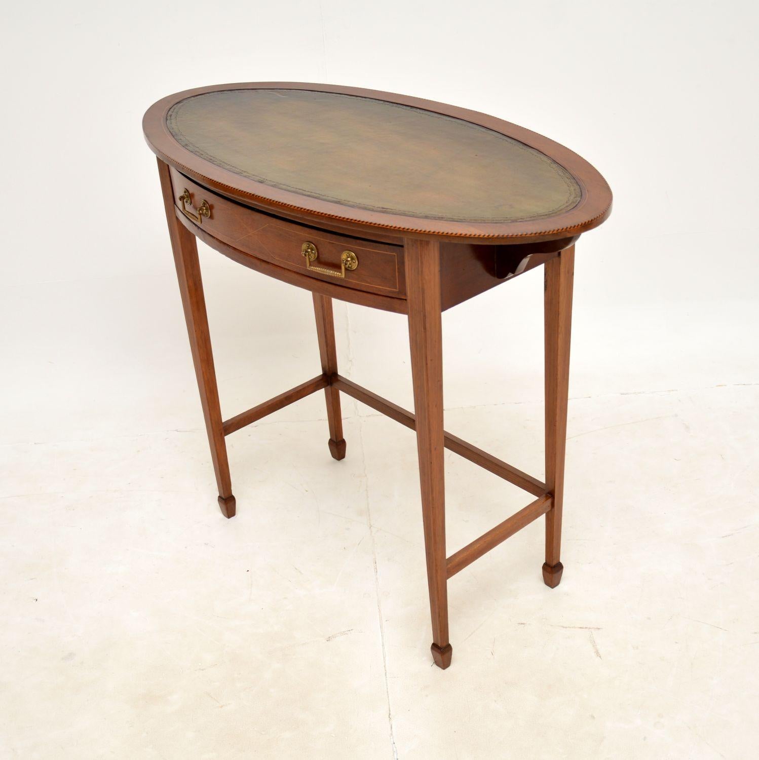 Antique Edwardian Inlaid Writing Table / Desk In Good Condition For Sale In London, GB