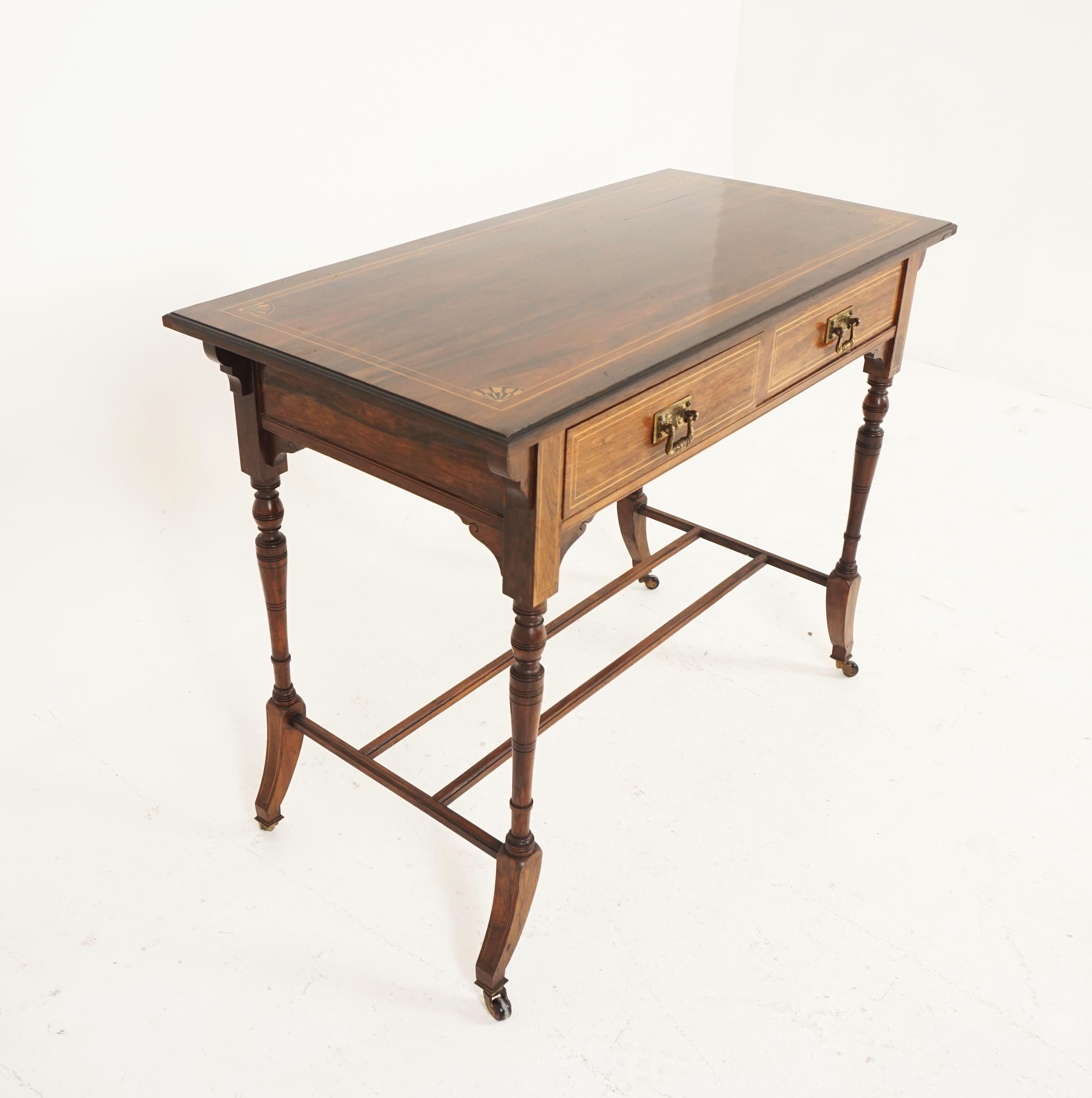 Antique Edwardian Inlaid Writing Table, Rosewood Hall Table, Scotland 1910, B2368 In Good Condition In Vancouver, BC