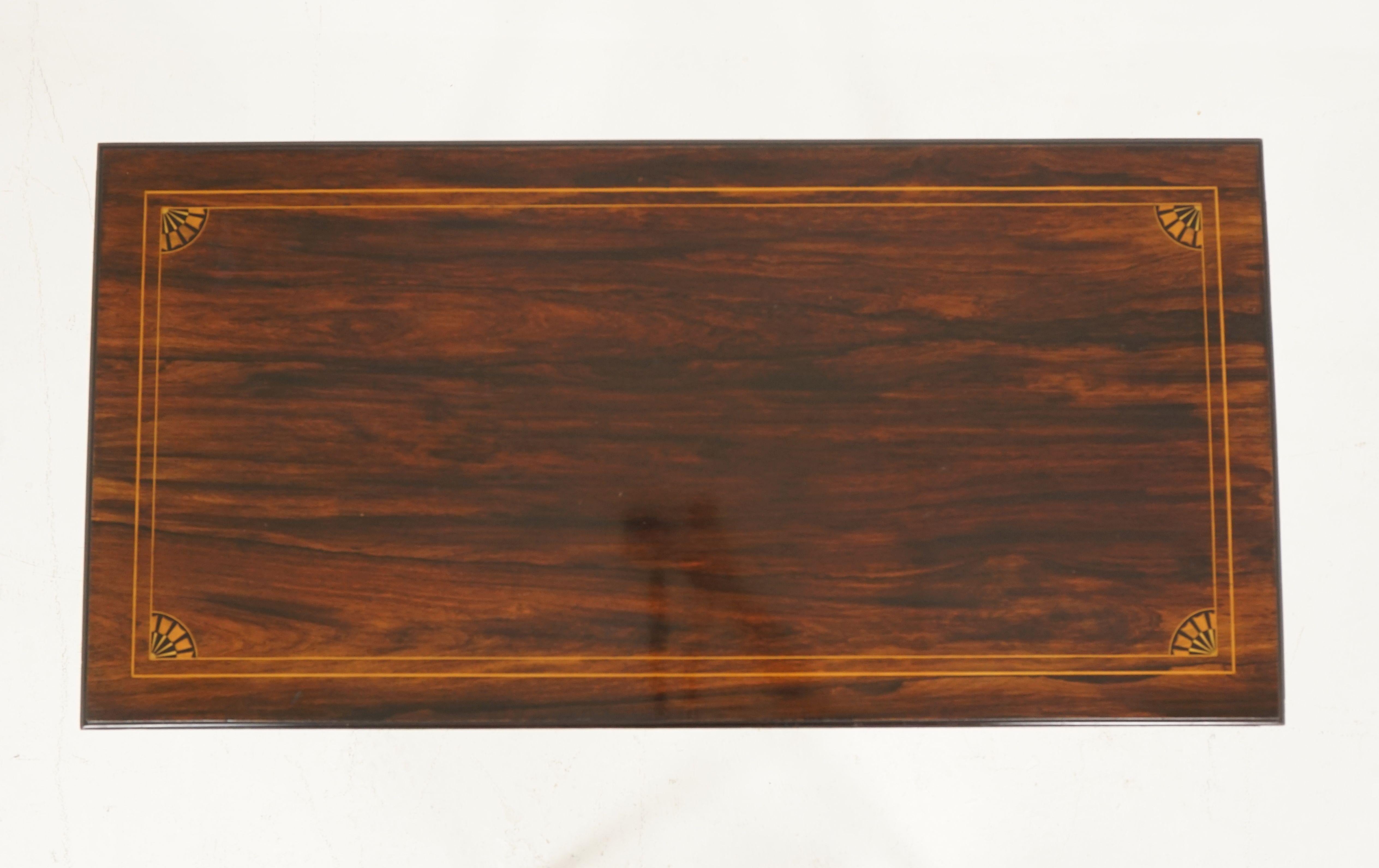 Early 20th Century Antique Edwardian Inlaid Writing Table, Rosewood Hall Table, Scotland 1910, B2368