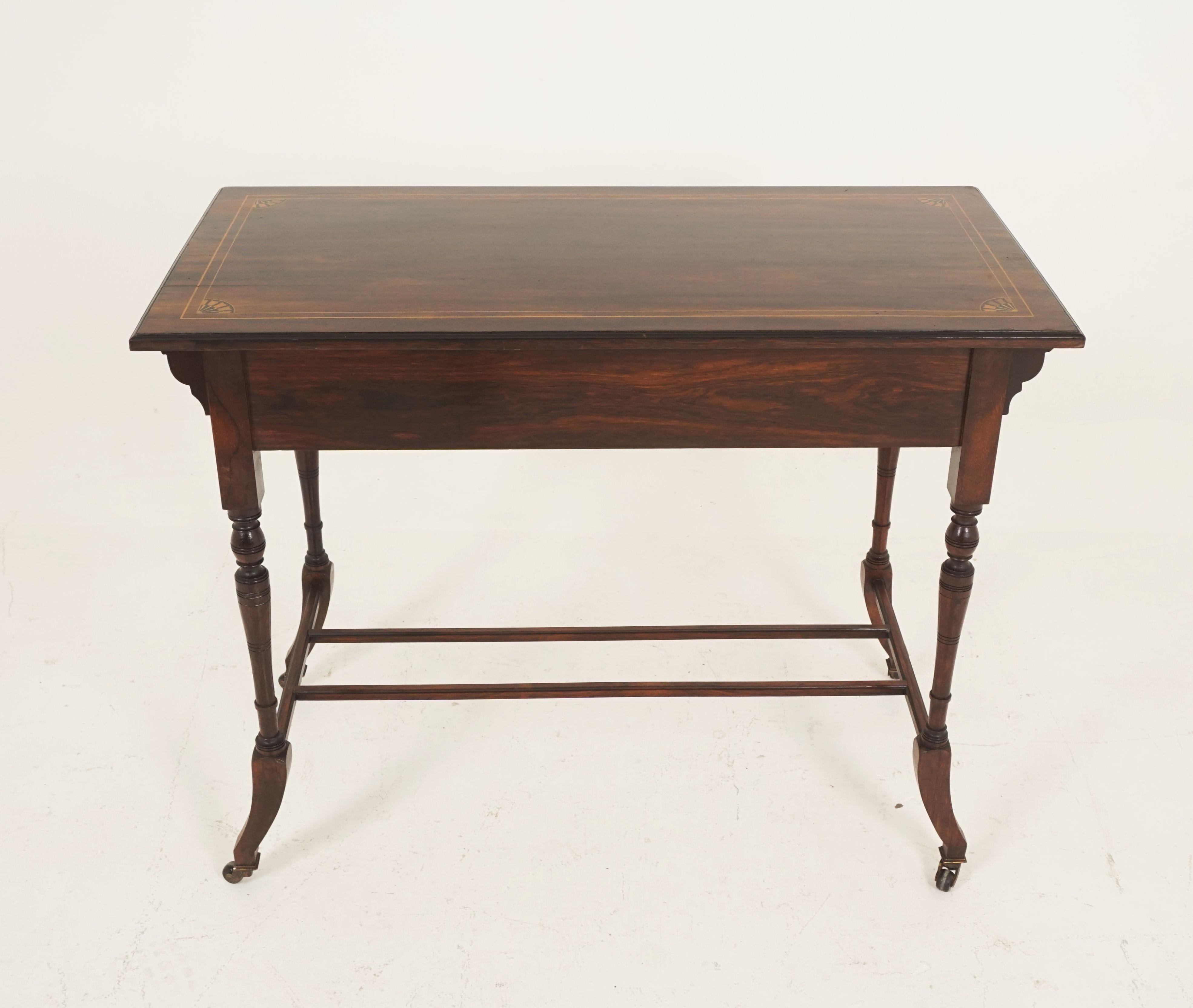 Antique Edwardian Inlaid Writing Table, Rosewood Hall Table, Scotland 1910, B2368 1