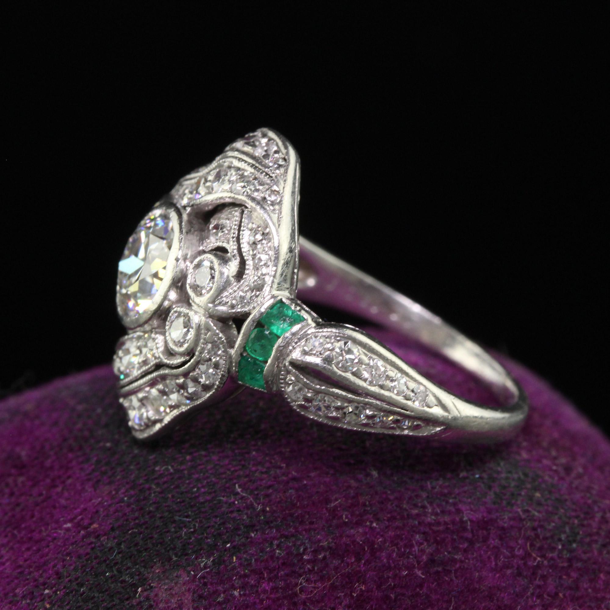 Antike edwardianische J.E. Caldwell Verlobungsring aus Platin mit altem Eurodiamant Damen im Angebot