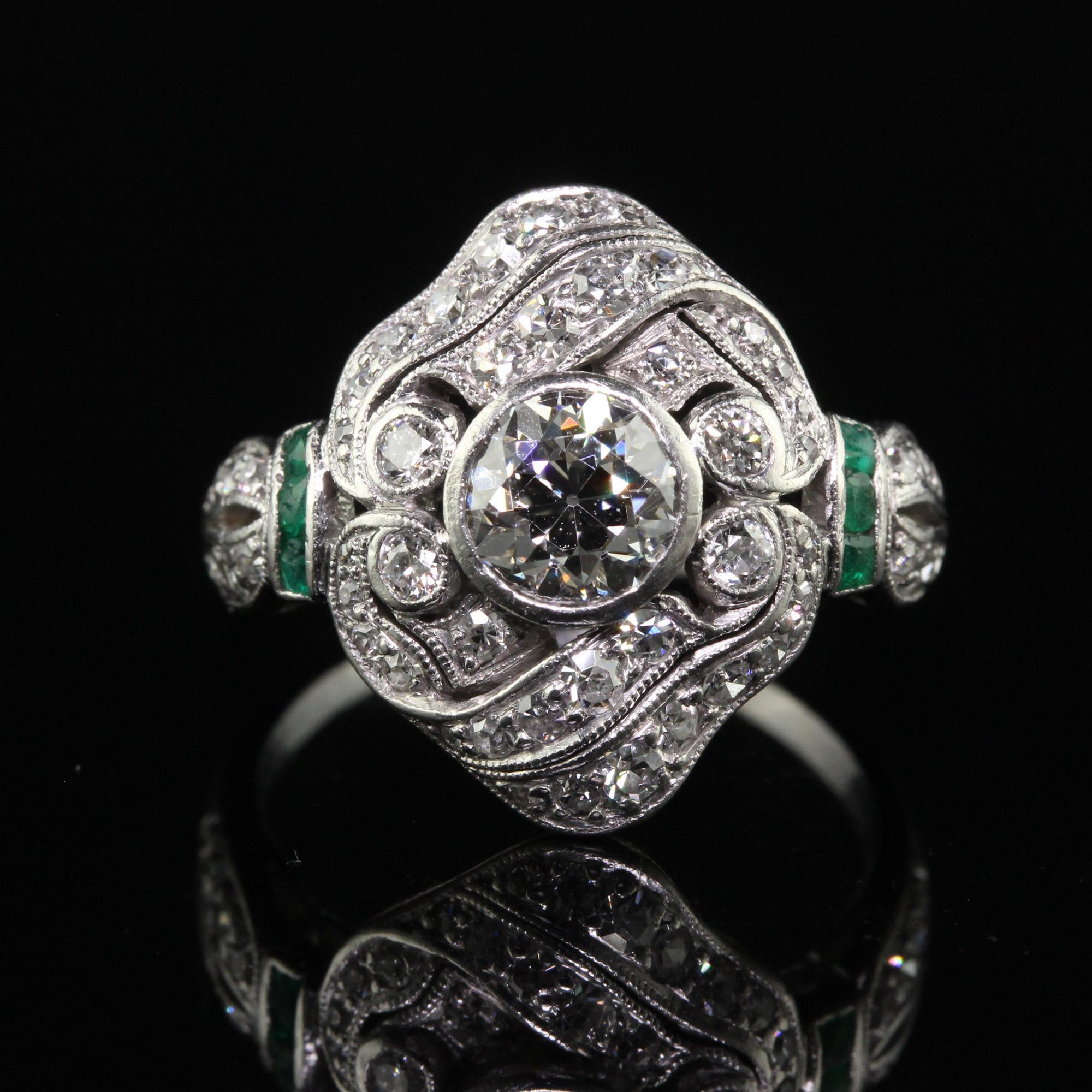 Antike edwardianische J.E. Caldwell Verlobungsring aus Platin mit altem Eurodiamant im Angebot 2