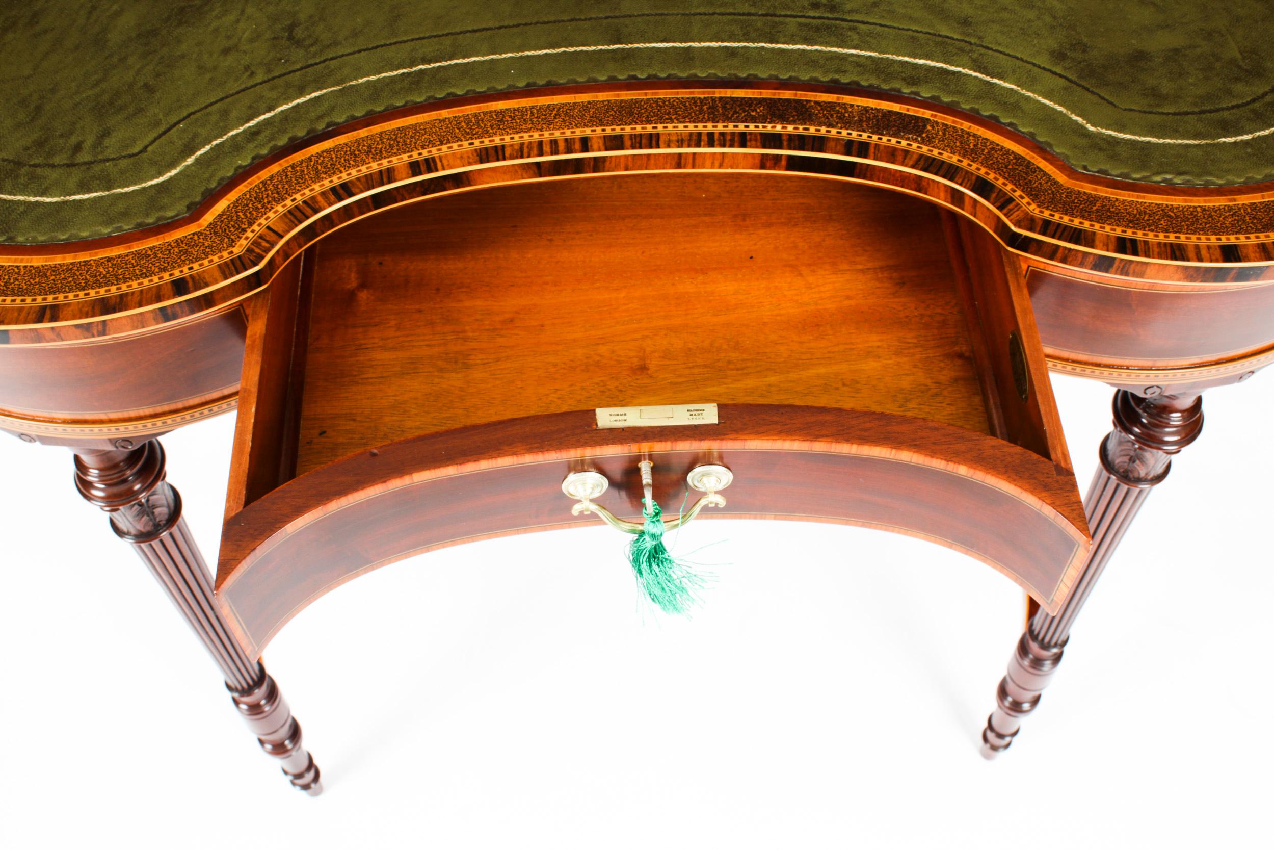 Anciennes tables d'écriture édouardiennes en forme de rein avec tiroirs secrets, 19ème siècle en vente 12