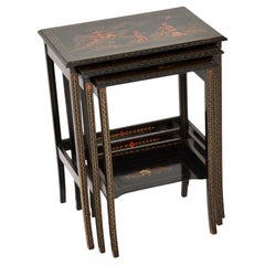 Antique Edwardian Lacquered Chinoiserie Nest of Tables