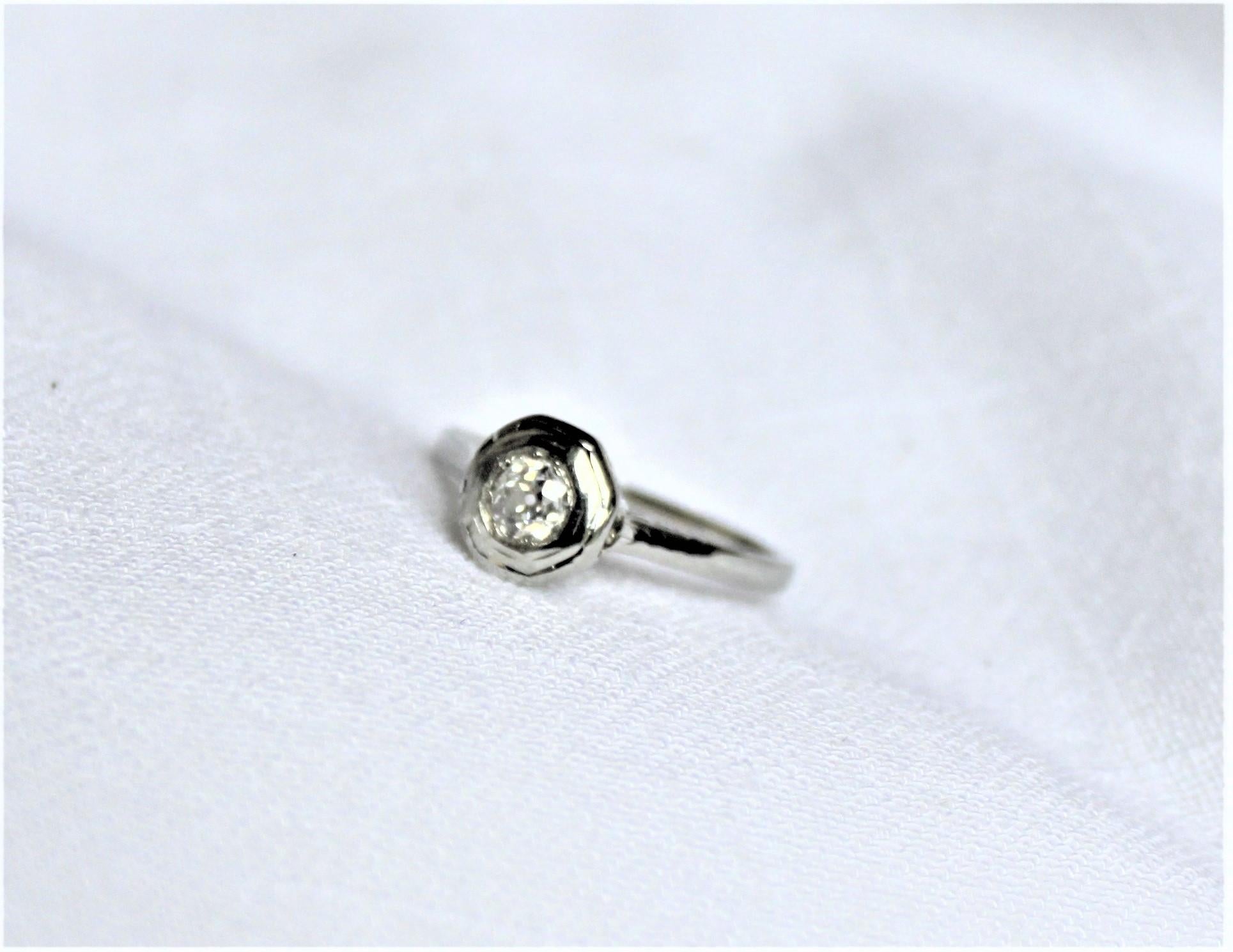 Hand-Crafted Antique Edwardian Ladies 18-Karat White Gold and Diamond Solitaire Ring