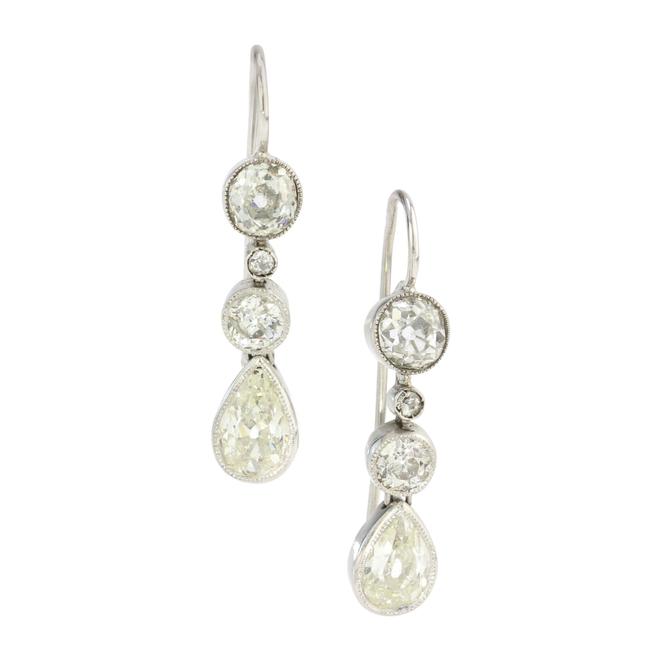 Edwardian French Diamond Platinum Necklace For Sale at 1stDibs