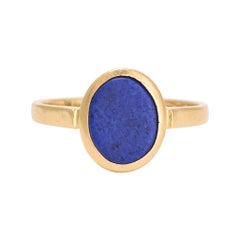 Antique Edwardian Lapis Lazuli Signet Ring