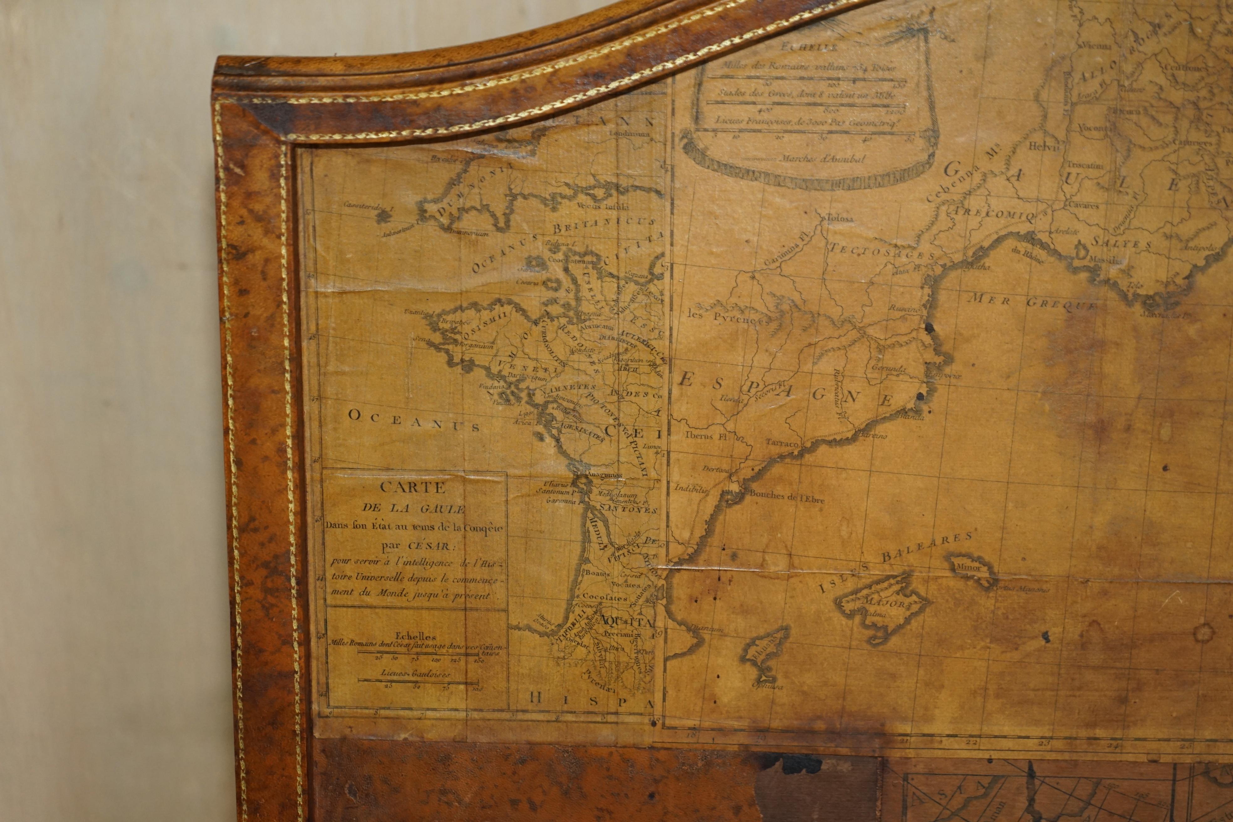 ANTIQUE EDWARDIAN LEATHER CLAD & EMBOSSED FiRE SCREEN WITH MAP DECORATION For Sale 10