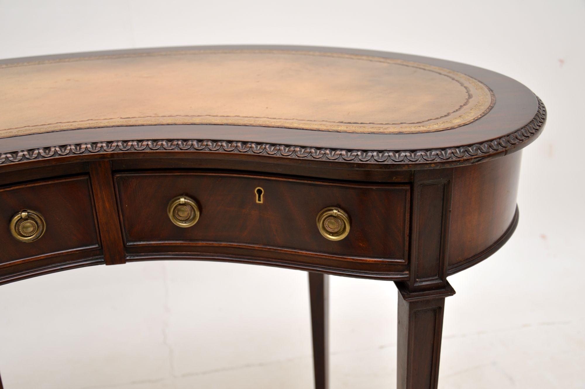 Antique Edwardian Leather Top Kidney Desk 2