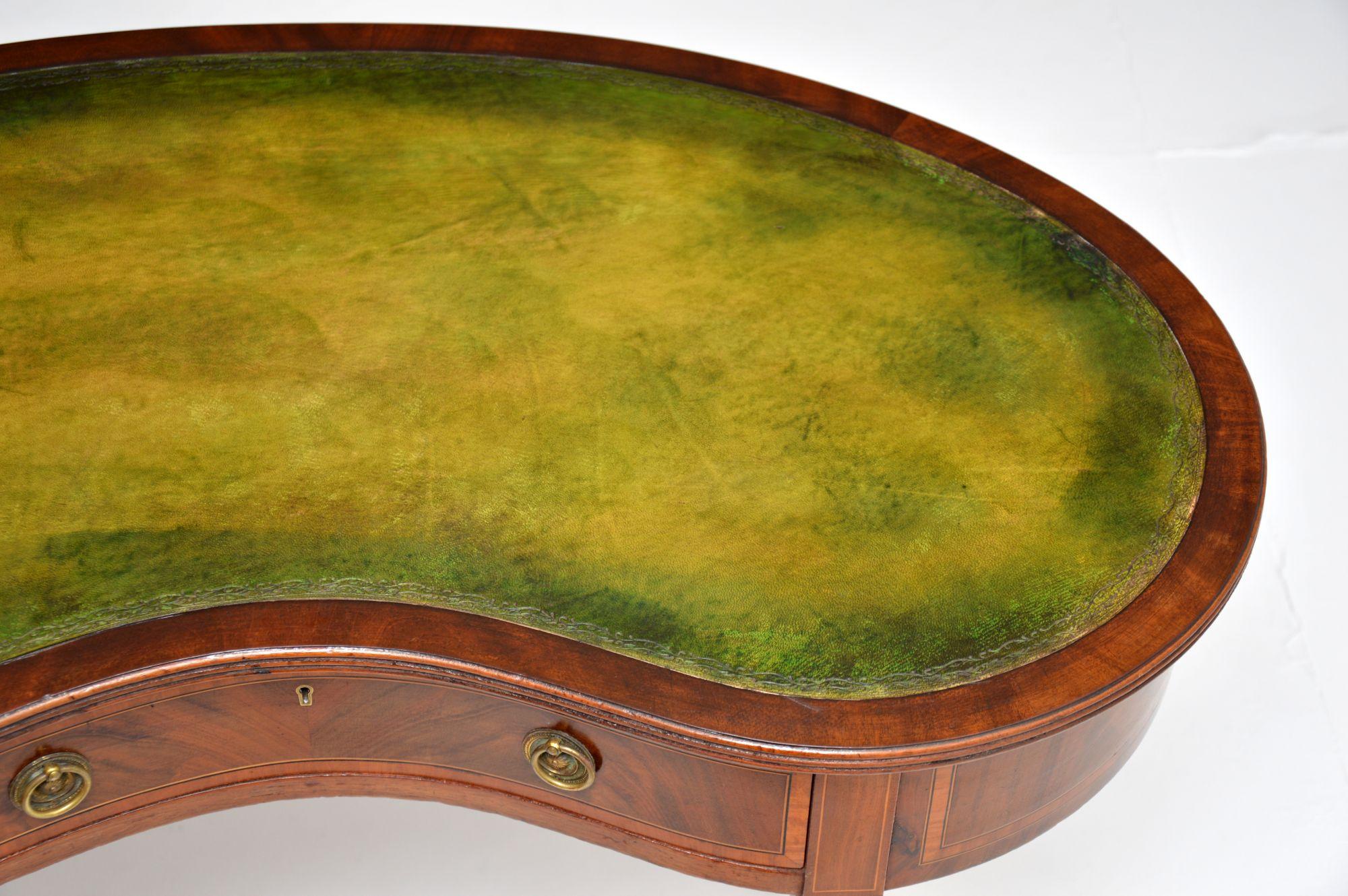 Antique Edwardian Leather Top Kidney Desk 1