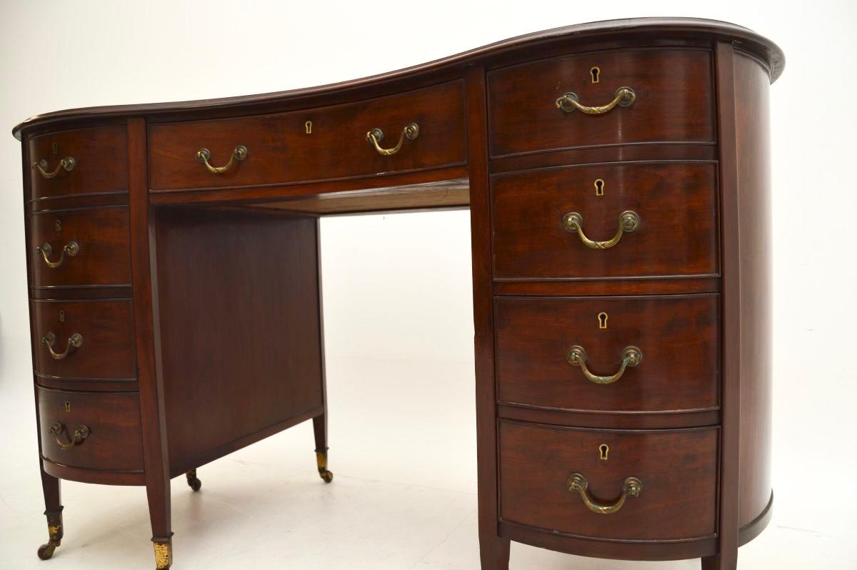 Antique Edwardian Leather Top Kidney Shaped Desk 5