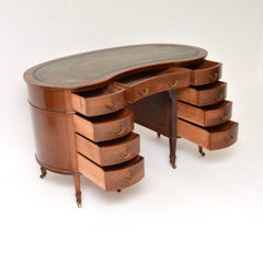 Antique Edwardian Leather Top Kidney Shaped Desk