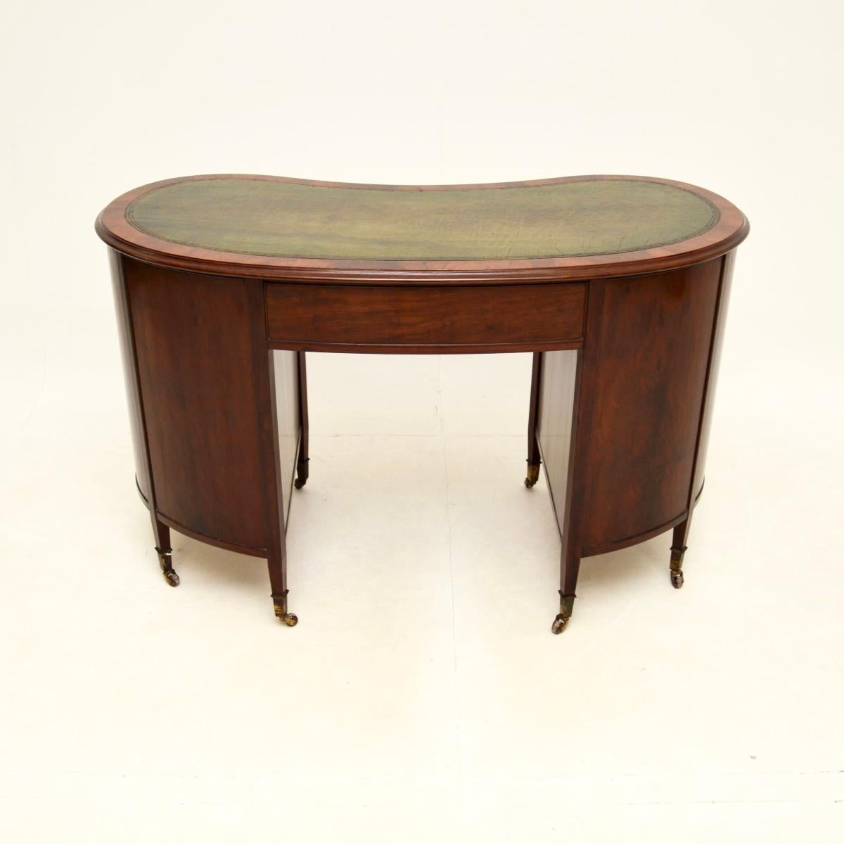Antique Edwardian Leather Top Kidney Shaped Desk 1