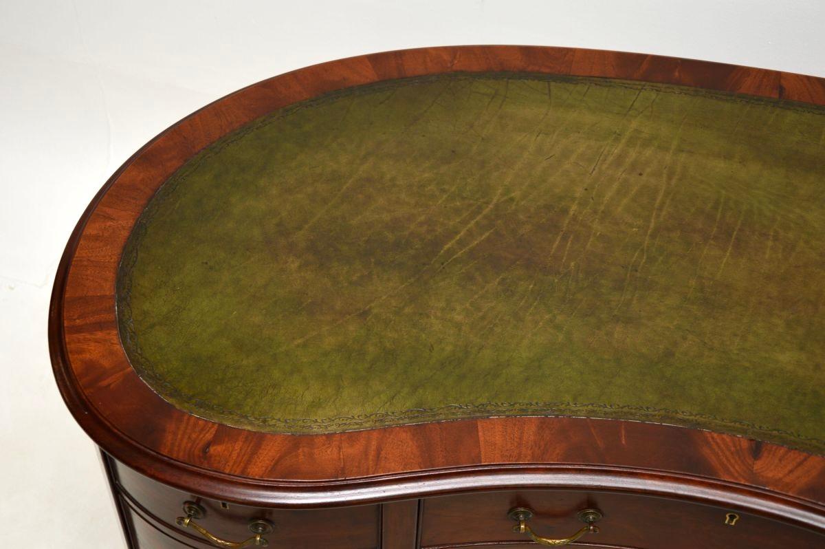 Antique Edwardian Leather Top Kidney Shaped Desk 2