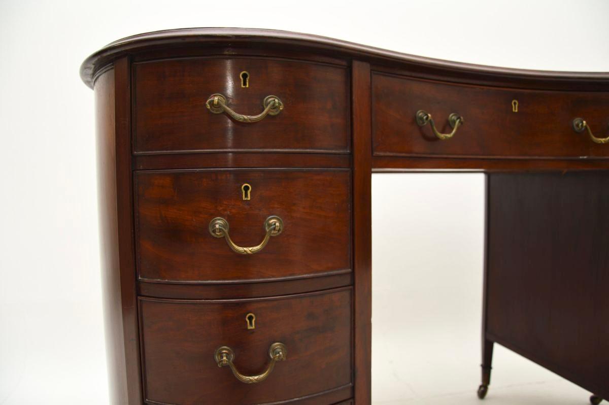 Antique Edwardian Leather Top Kidney Shaped Desk 4
