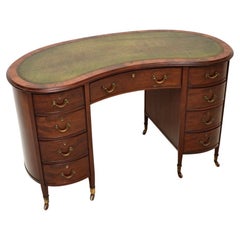 Antique Edwardian Leather Top Kidney Shaped Desk