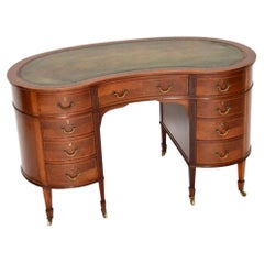 Antique Edwardian Leather Top Kidney Shaped Desk