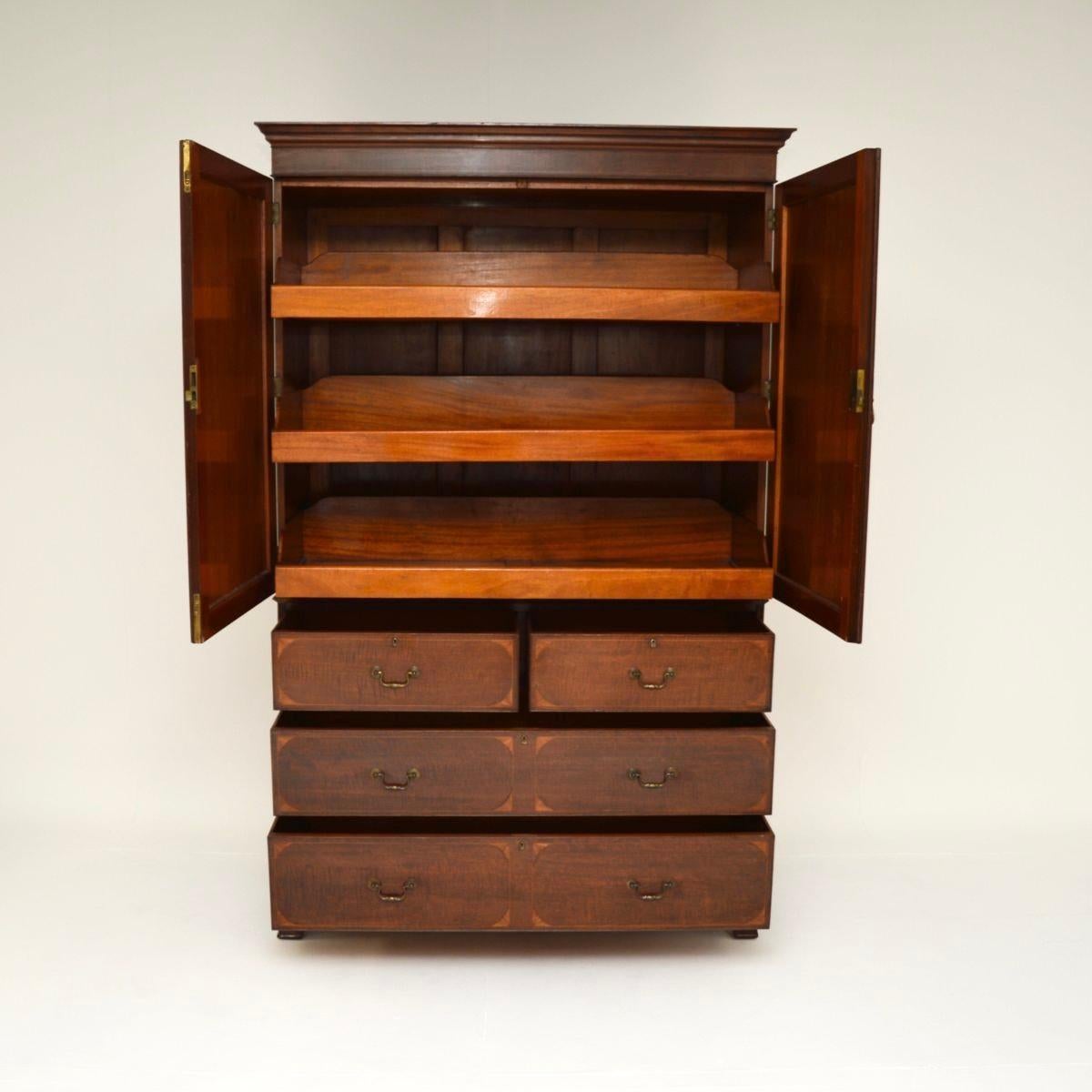 British Antique Edwardian Linen Press by Maple and Co For Sale
