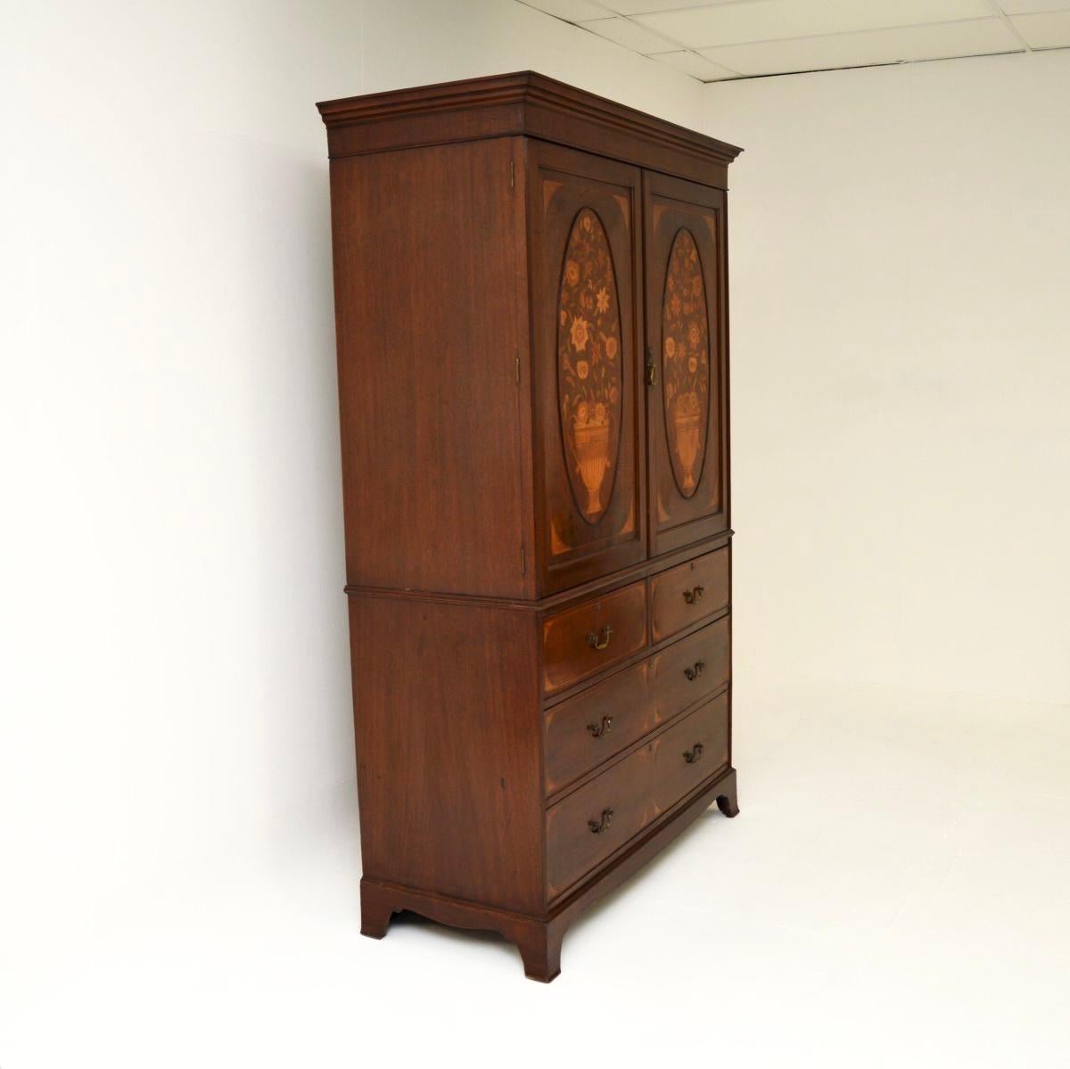 Late 19th Century Antique Edwardian Linen Press by Maple and Co For Sale