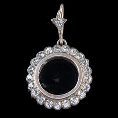 Antique Edwardian Locket Pendant Paste Stone Silver, circa 1910