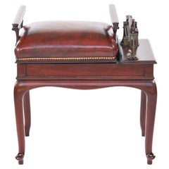 Antique Edwardian Mahogany and Leather Seat Jockey Scales