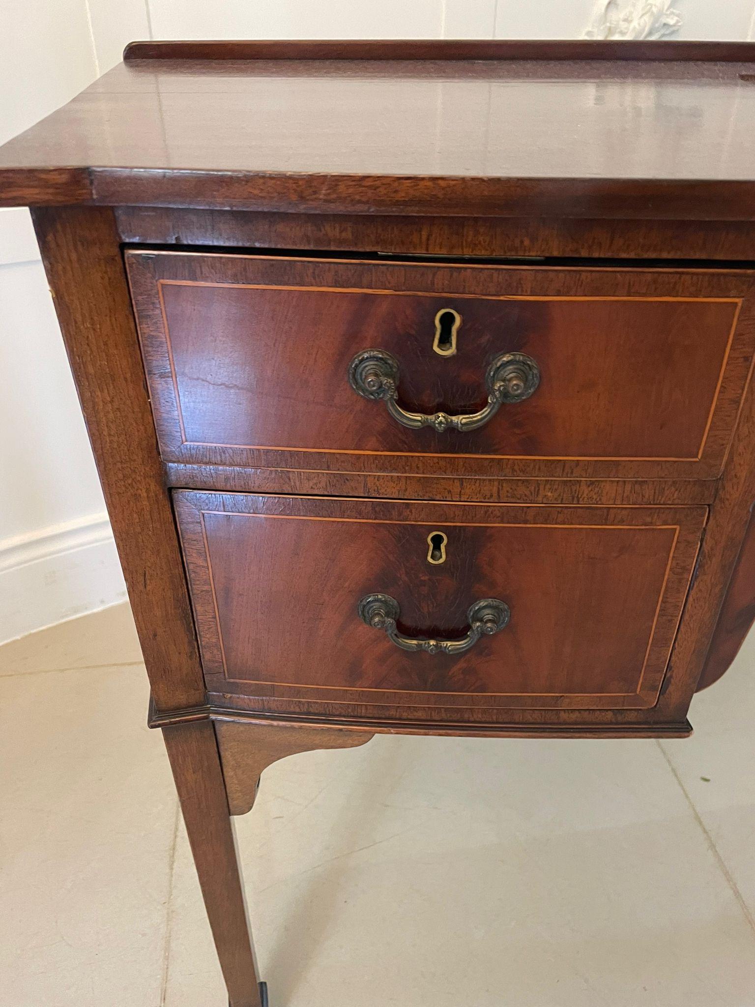 Antique Edwardian Mahogany Bow Front Inlaid Sideboard For Sale 5