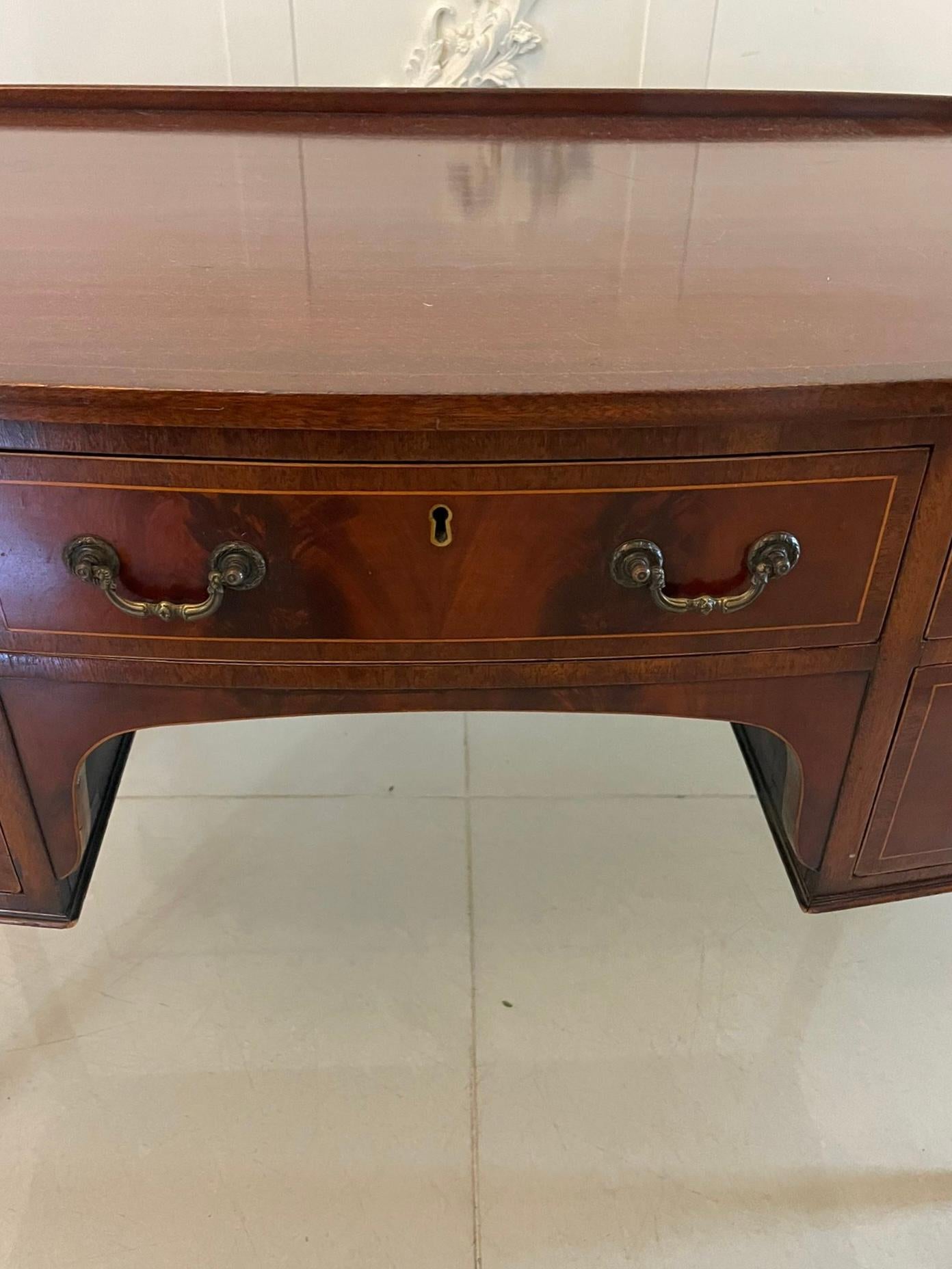Antique Edwardian Mahogany Bow Front Inlaid Sideboard In Good Condition For Sale In Suffolk, GB