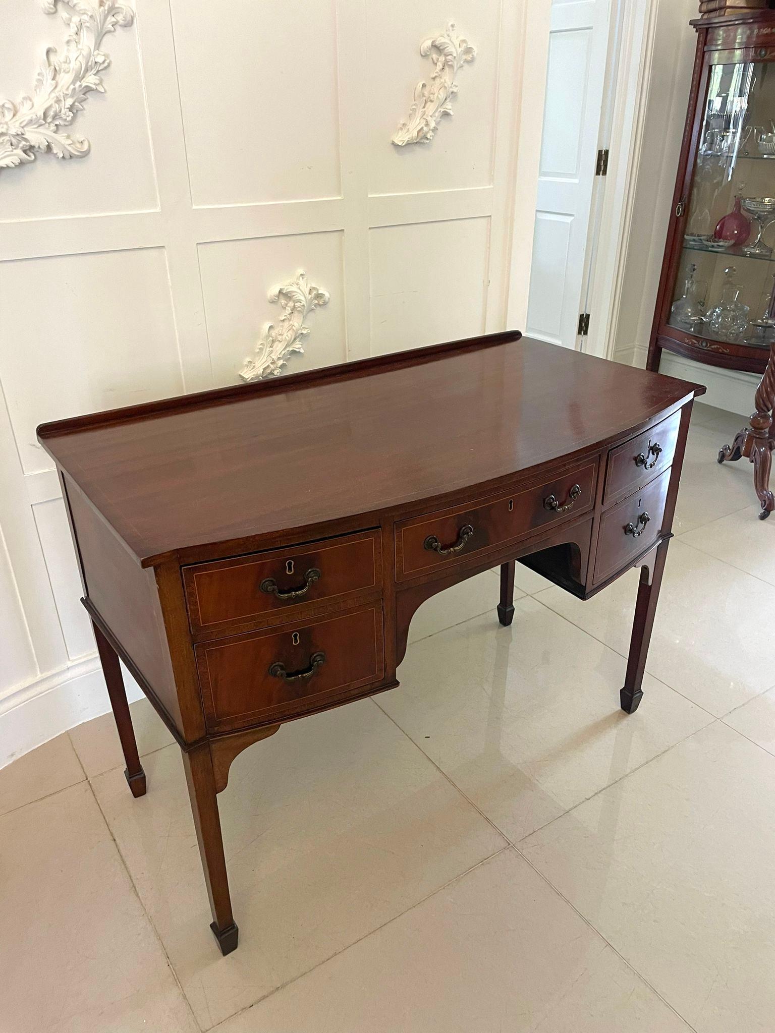 20th Century Antique Edwardian Mahogany Bow Front Inlaid Sideboard For Sale