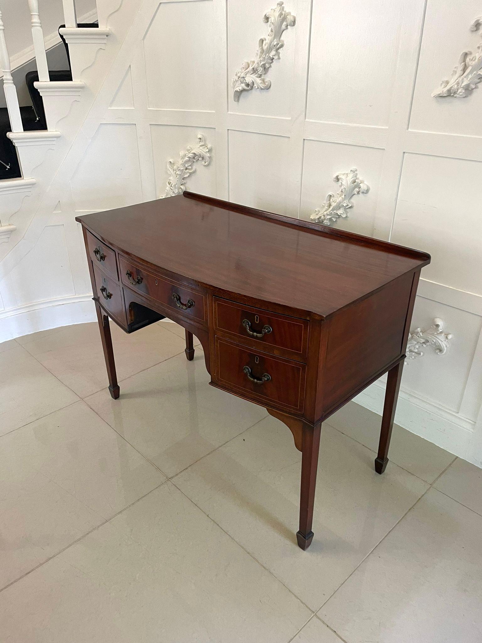 Antique Edwardian Mahogany Bow Front Inlaid Sideboard For Sale 1