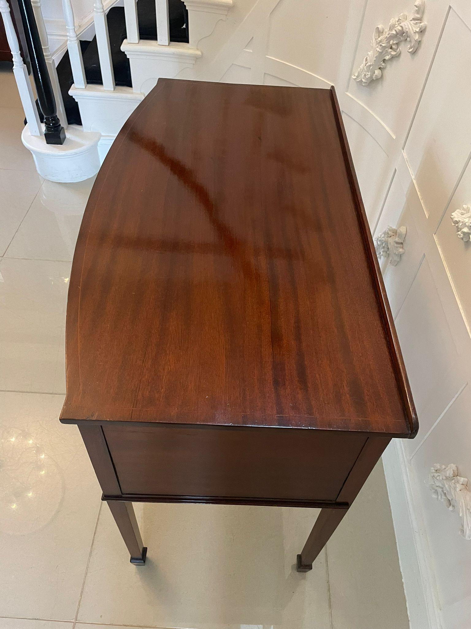 Antique Edwardian Mahogany Bow Front Inlaid Sideboard For Sale 2