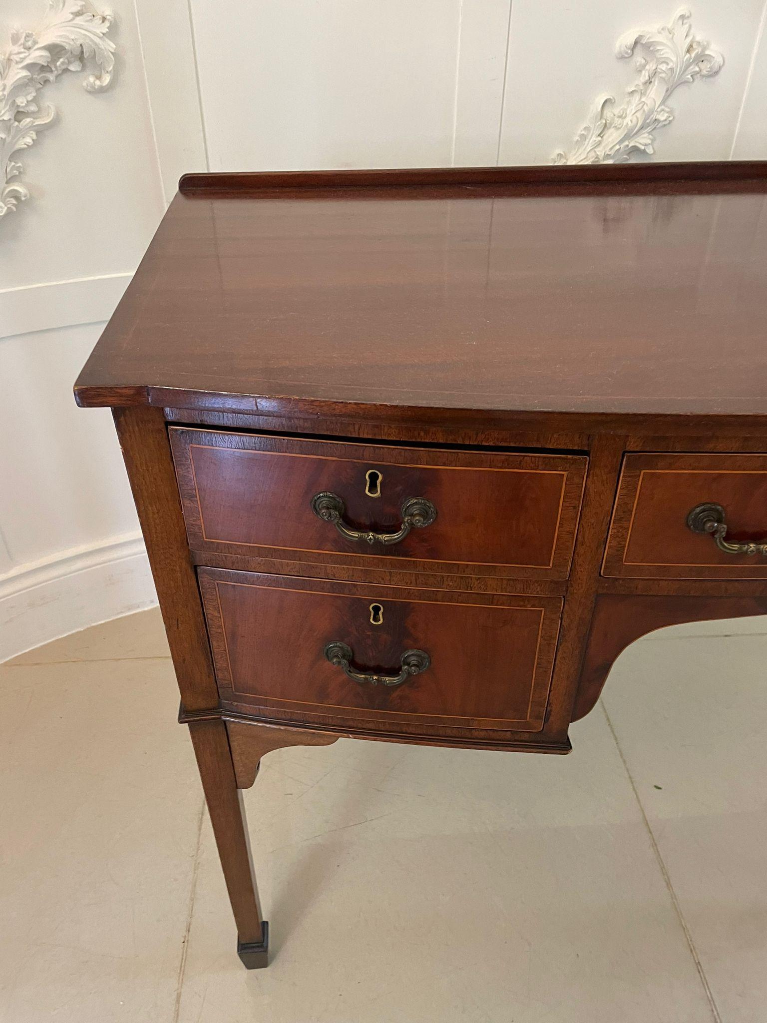 Antique Edwardian Mahogany Bow Front Inlaid Sideboard For Sale 4