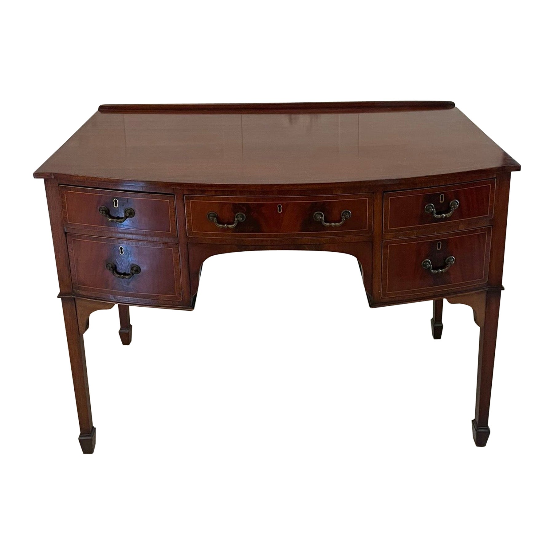 Antica credenza edoardiana in mogano con fronte ad arco intarsiato