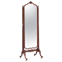 Antique Edwardian Mahogany Cheval Mirror