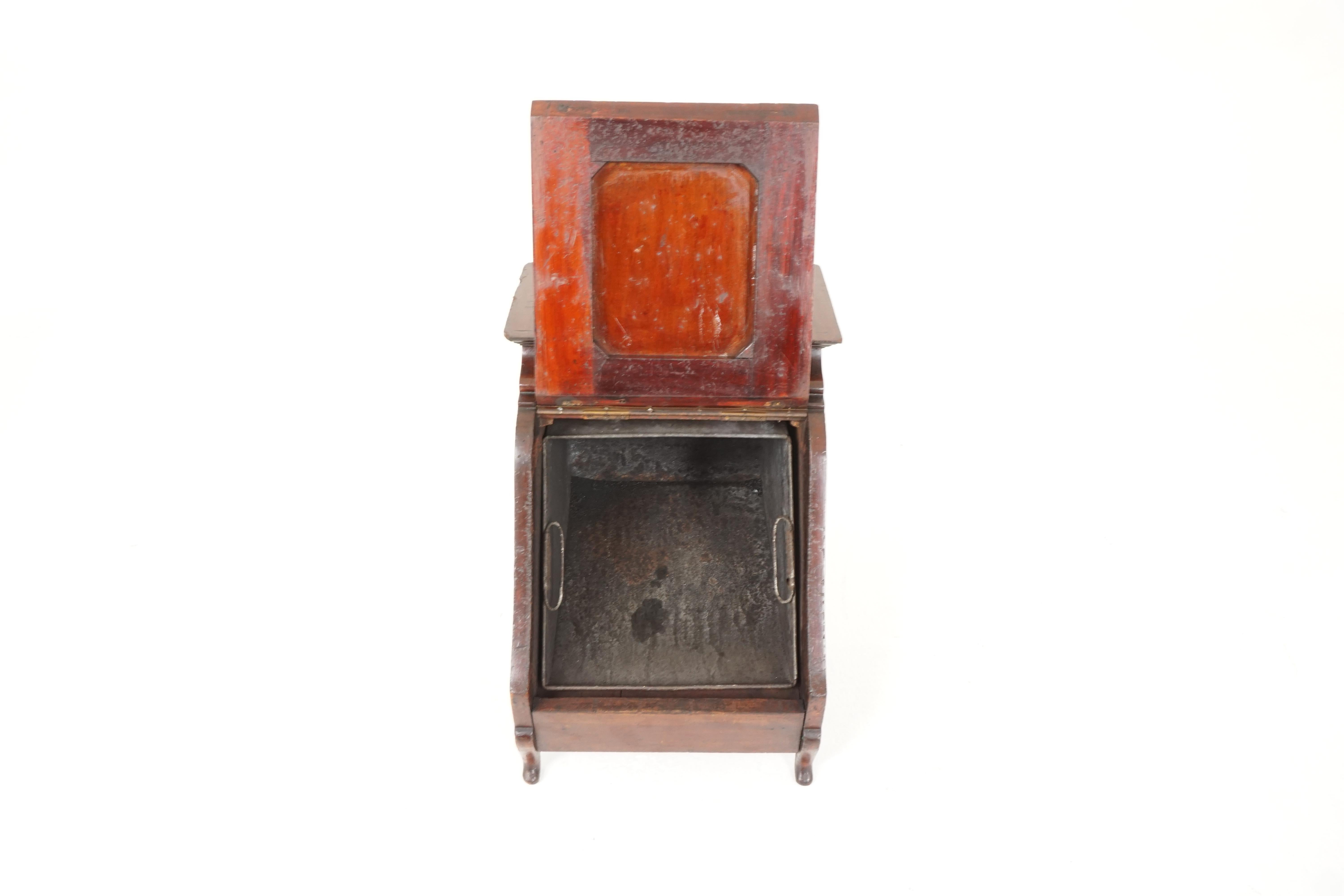 Hand-Crafted Antique Edwardian Walnut Coal Scuttle, Fireside Coal Box, Scotland 1910, H174 For Sale