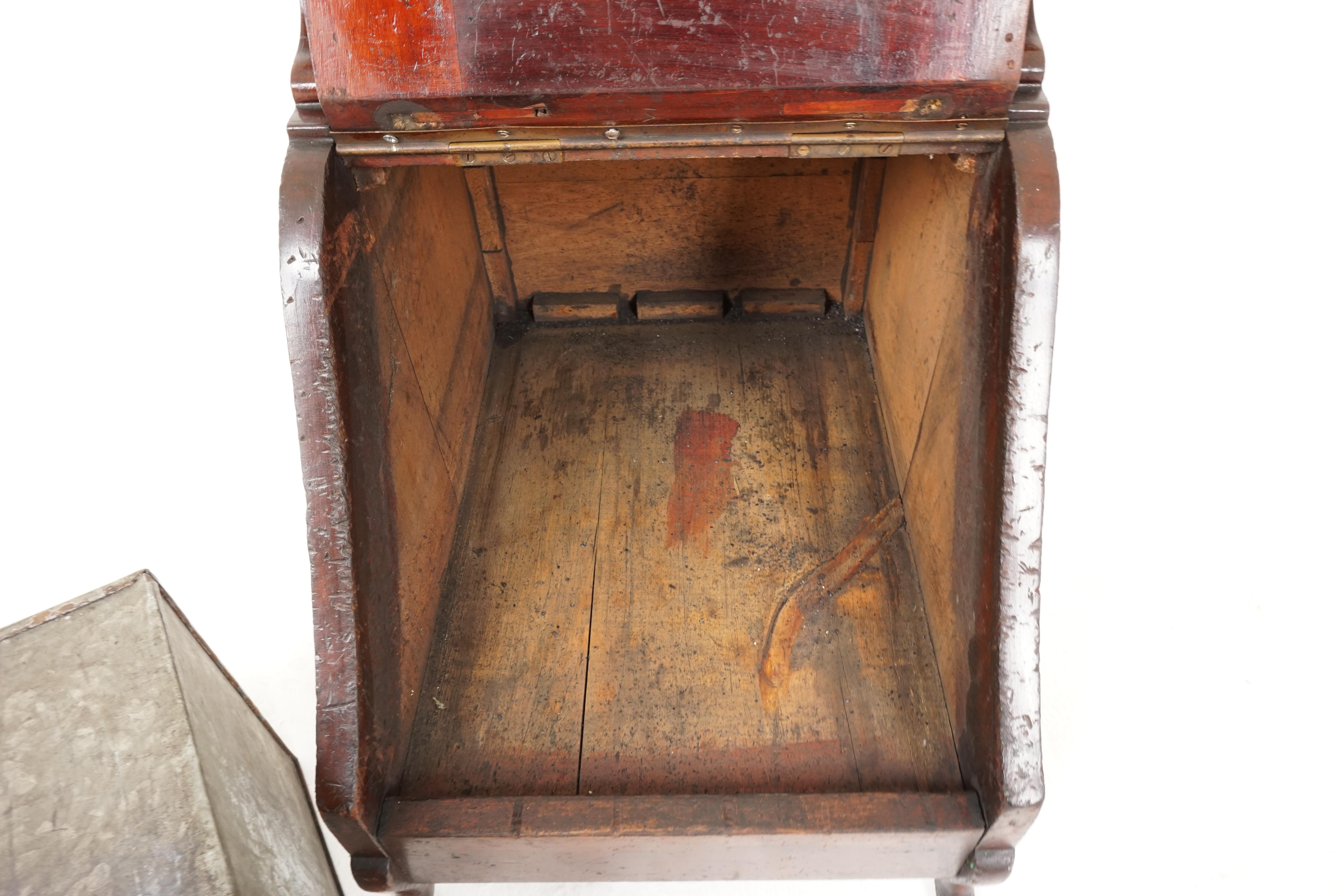 Early 20th Century Antique Edwardian Walnut Coal Scuttle, Fireside Coal Box, Scotland 1910, H174 For Sale