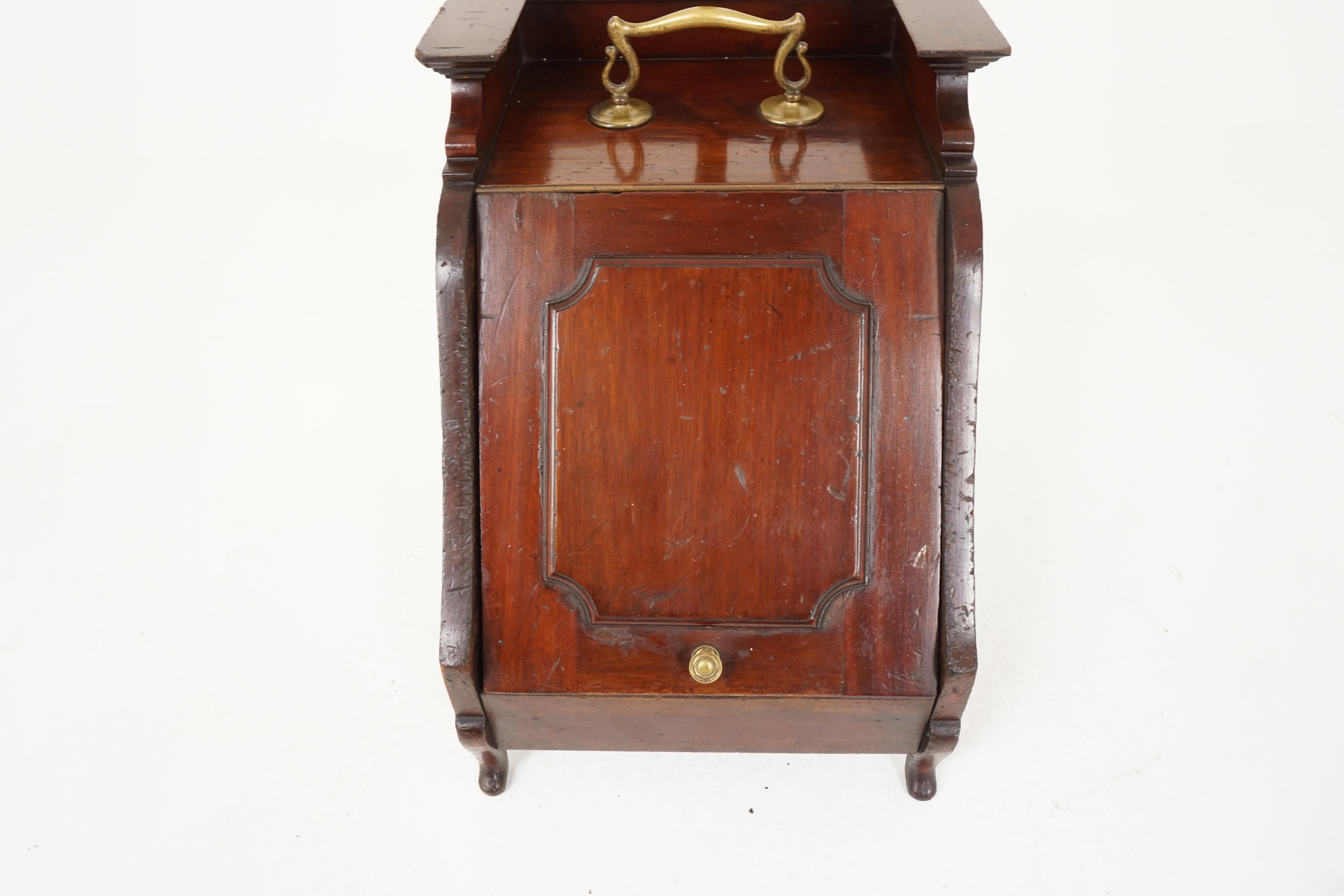 Antique Edwardian Walnut Coal Scuttle, Fireside Coal Box, Scotland 1910, H174 For Sale 1