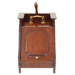 Retro Edwardian Walnut Coal Scuttle, Fireside Coal Box, Scotland 1910, H174