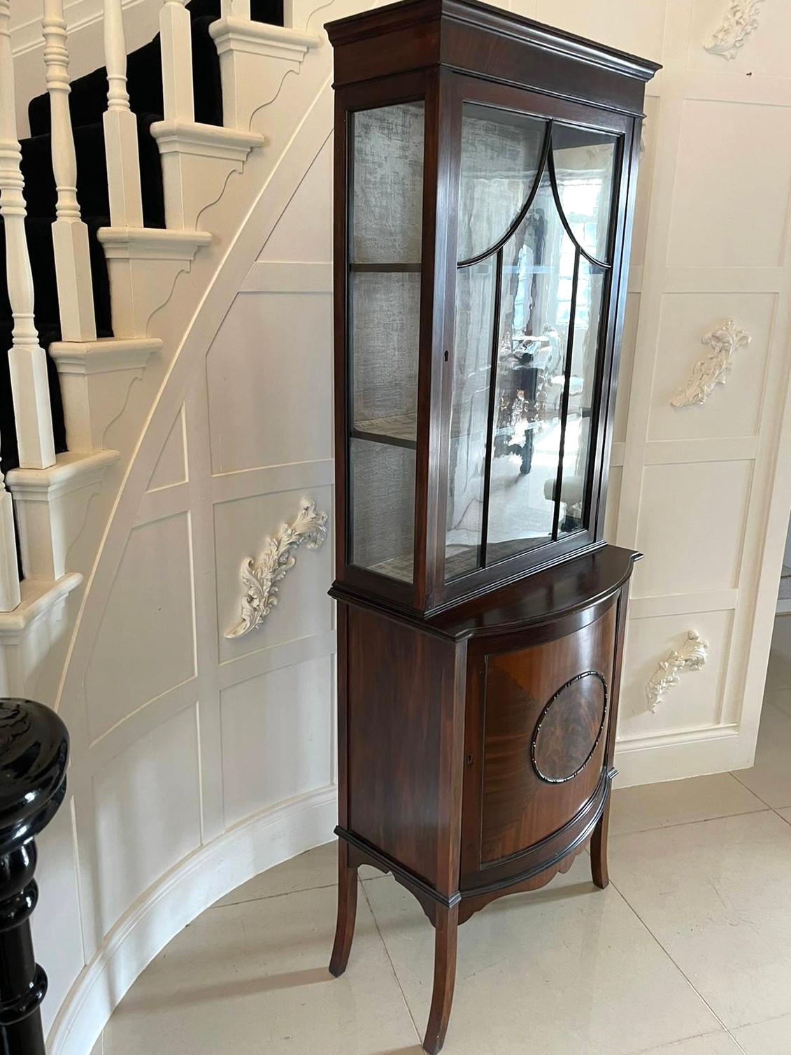 English Antique Edwardian Mahogany Display Cabinet For Sale