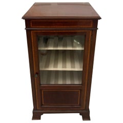 Antique Edwardian Mahogany Display Cabinet with Satinwood Inlay