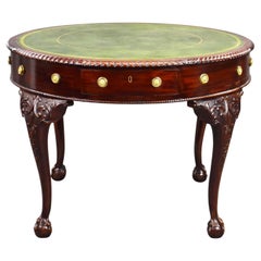 Ancienne table à tambour en acajou de l'époque édouardienne
