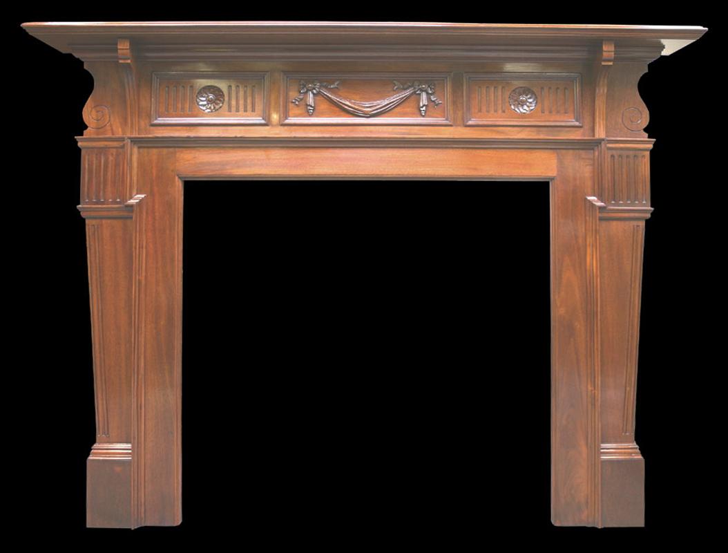 English Antique Edwardian Mahogany Fireplace Surround For Sale