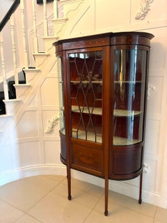 Antique Edwardian Mahogany Inlaid Bow-Ended Display Cabinet