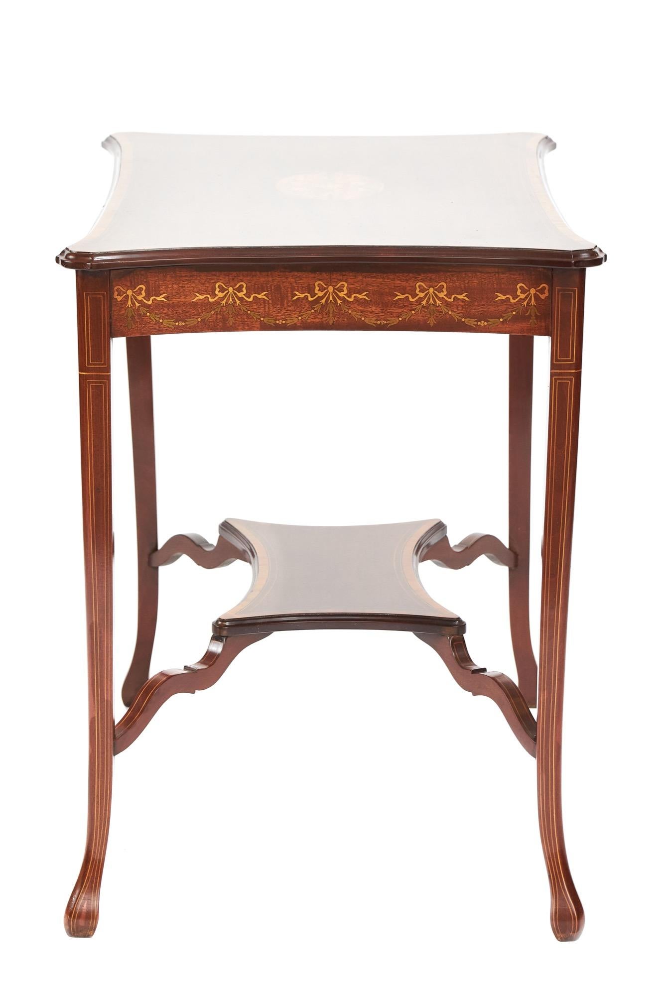 English Antique Edwardian Mahogany Inlaid Centre Table