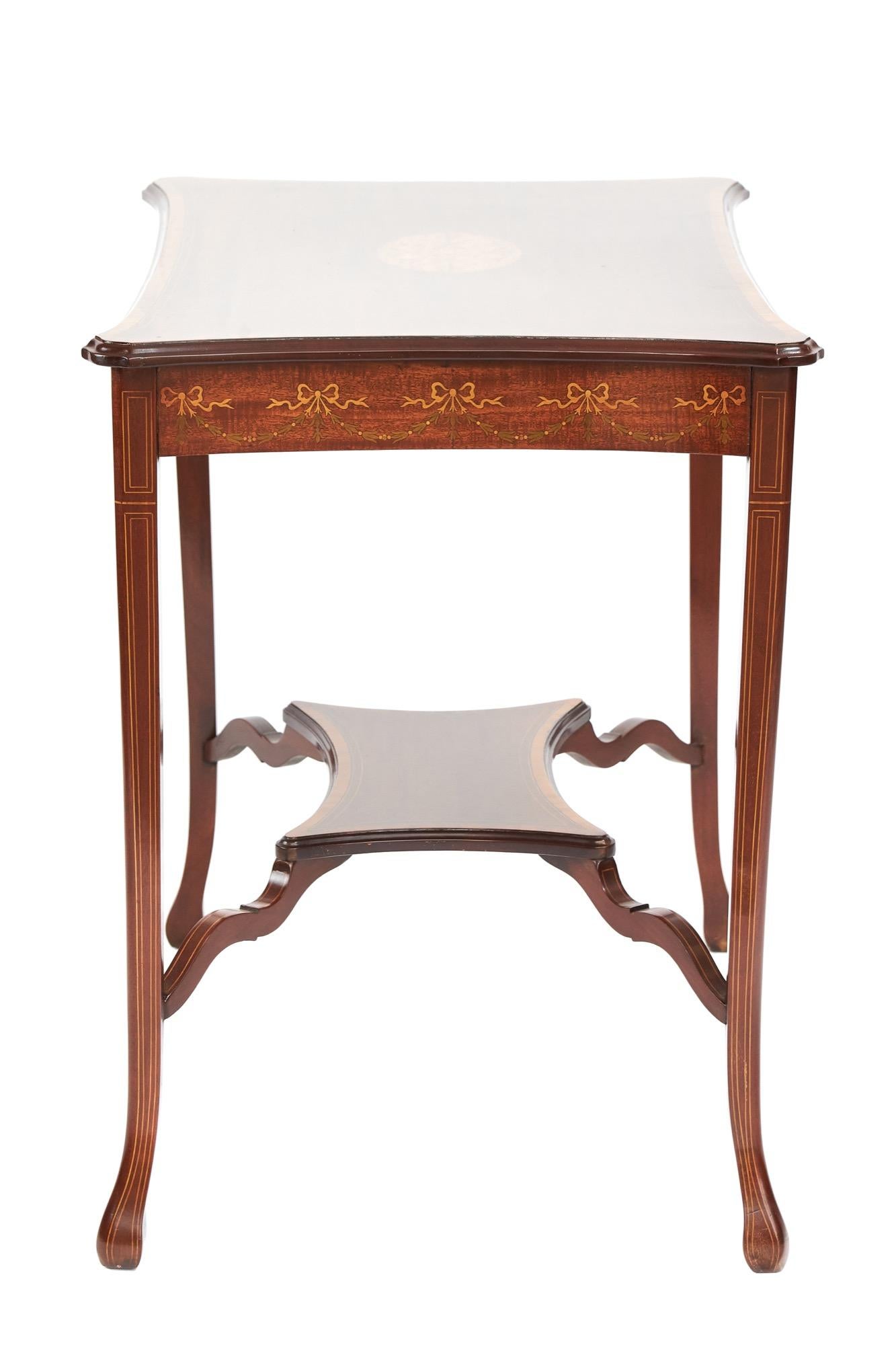 Inlay Antique Edwardian Mahogany Inlaid Centre Table