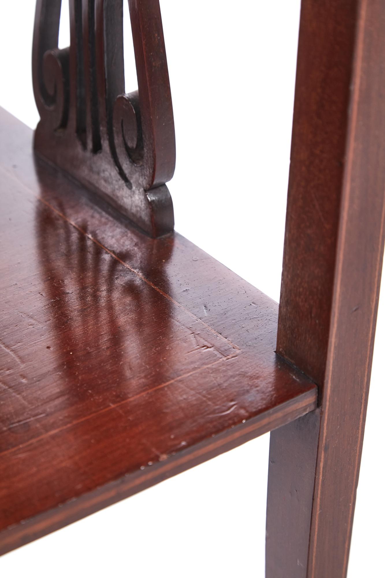 Carved Antique Edwardian Mahogany Inlaid Lamp Table